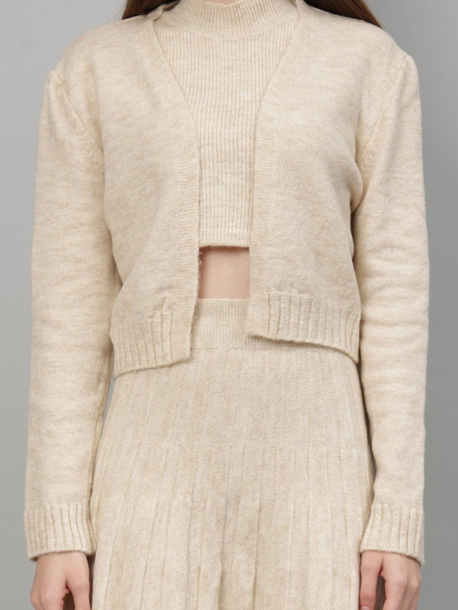Gaiia Rustic Knit Skirt With Cardigan - GAIIA